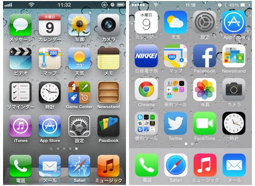 1iOS 6 ()iOS 7 ()ΰ㤤iPhoneΥۡCǸ롡iOS 6ǤΩäiOS 7ǤϥեåȤʴѤäƤ