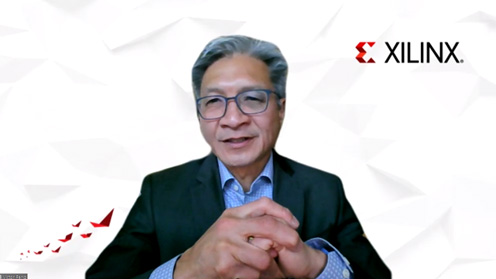 図1 オンライン会見で答えるXilinx CEOのVictor Peng(hu━)