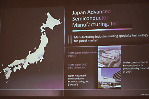 図1 TSMCの日本における現在のプレゼンス 横p・j阪のデザインセンター、つくばの3D-IC R&Dセンター、y本のJASMに拠点