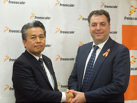 図1 Freescaleのアプリケーションプロセッサとアルプス電気の通信モジュールをW(w┌ng)したクルマの開発ボードでコラボ