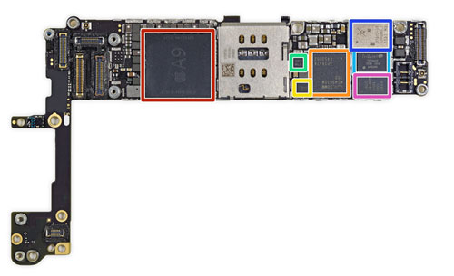 図1 iPhone 6sのメインロジックボード表C 出Z:IFixit